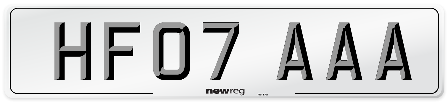 HF07 AAA Number Plate from New Reg